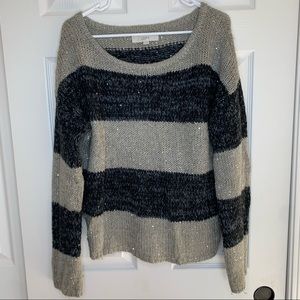 Ann Taylor LOFT Grey and Black Sweater L